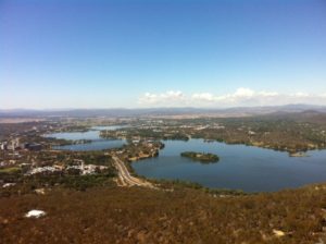 Lake Burley Griffin and the parliamentary triangle.